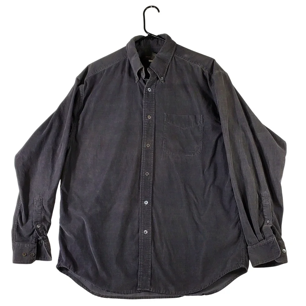 Banana Republic Mens Gray Corduroy Button Down Shirt Size L Corduroy Casual Gray